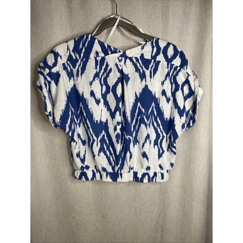 Sam Edelman - Women’s Adele Surplice Neck Crop Top - Size Medium - Linen Blend - Picture 4 of 7
